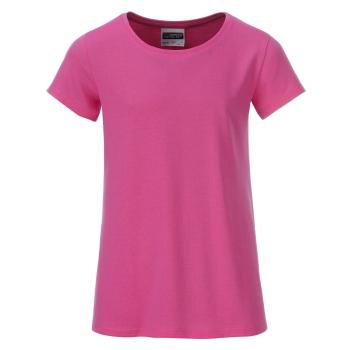 James & Nicholson Klasické dívčí tričko z biobavlny 8007G - Růžová | XL