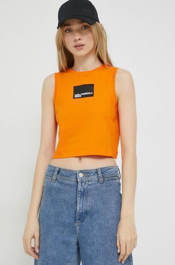 Bavlněný top Karl Lagerfeld Jeans oranžová barva