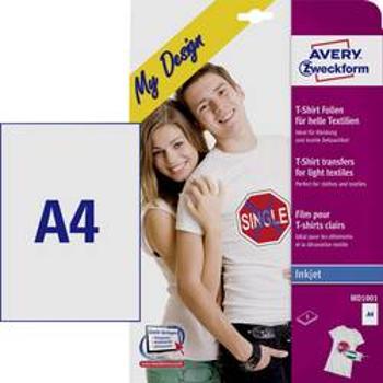 Inkoustová fólie na textil Avery-Zweckform My Design T-Shirt MD1001 A4 pro světlé textilie, optimalizovaný pro tisk inkoustem 5 listů