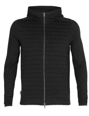 pánský merino svetr ICEBREAKER Mens ZoneKnit Insulated LS Zip Hoodie, Black velikost: XL