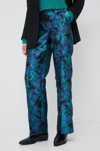 Kalhoty Y.A.S Limira dámské, tyrkysová barva, široké, high waist