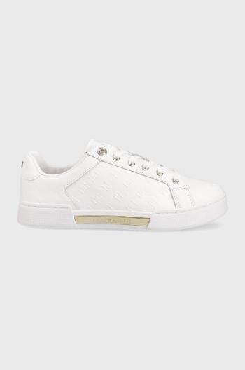 Kožené sneakers boty Tommy Hilfiger Embossed Monogram Sneaker bílá barva