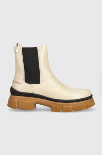 Kožené kotníkové boty Tommy Hilfiger Preppy Outdoor Low Boot dámské, béžová barva, na plochém podpatku