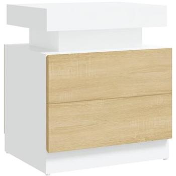 SHUMEE Noční stolek bílý a dub sonoma 45 × 35 × 52 cm dřevotříska, 326854 (326854)