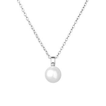 GAURA Stříbrný náhrdelník s pravou říční perlou - GA3004-WH