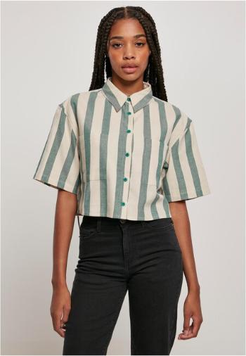 Urban Classics Ladies Short Oversized Stripe Shirt greenlancer/softseagrass - XS