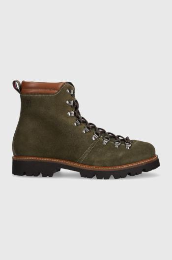 Semišové workery Tommy Hilfiger W MIX SUEDE HOOKS BOOT pánské, zelená barva, FM0FM04764