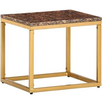 Konferenční stolek hnědý 40x40x35 cm pravý kámen mramorový vzor (286438)
