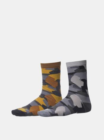 Sada dvou párů pánských vzorovaných ponožek v šedé barvě SAM 73