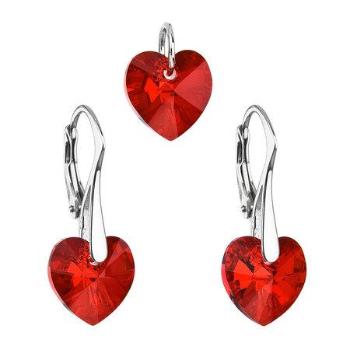 Sada šperků s krystaly Swarovski náušnice a přívěsek červená srdce 39003.4, siam