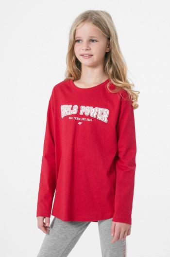 Dětská bavlněná košile s dlouhým rukávem 4F červená barva