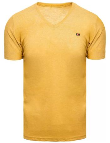 žluté tričko s výšivkou a výstřihem do v vel. M