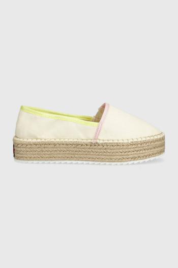 Espadrilky Tommy Jeans FLATFORM ESPADRILLE béžová barva, na platformě, EN0EN02078