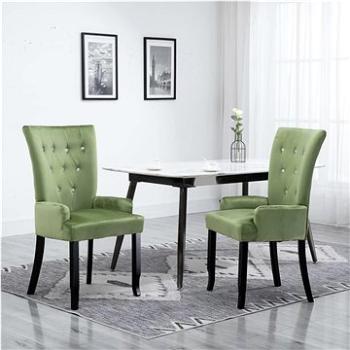 Jídelní židle s područkami světle zelená samet (248463)