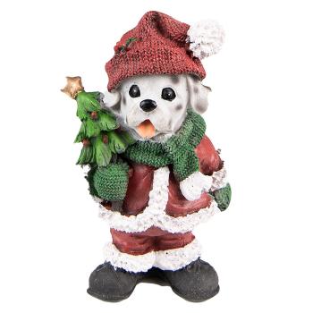 Vánoční dekorace pes v santovo obleku a stromkem - 9*6*15 cm 6PR3737
