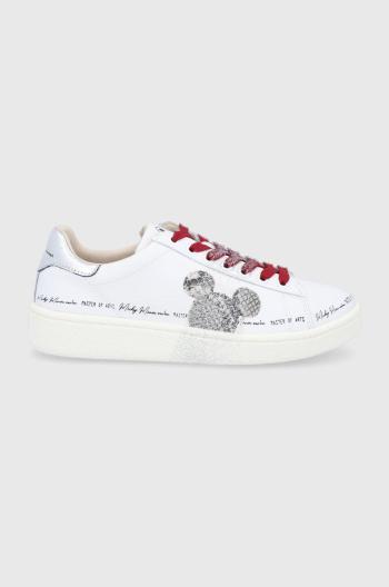 Kožené boty MOA Concept bílá barva, na plochém podpatku