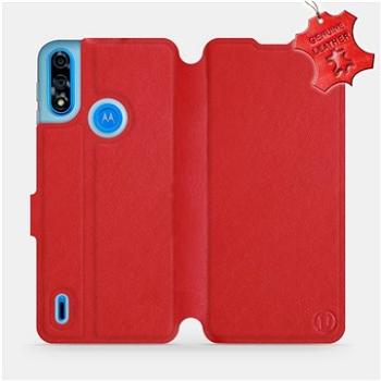 Kožené flip pouzdro na mobil Motorola Moto E7 Power - Červené -  Red Leather (5903516685592)