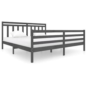 Rám postele šedý masivní dřevo 200 × 200 cm, 3100676 (3100676)