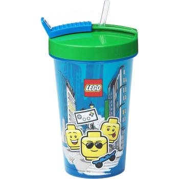 LEGO Iconic Boy láhev s brčkem modrozelená