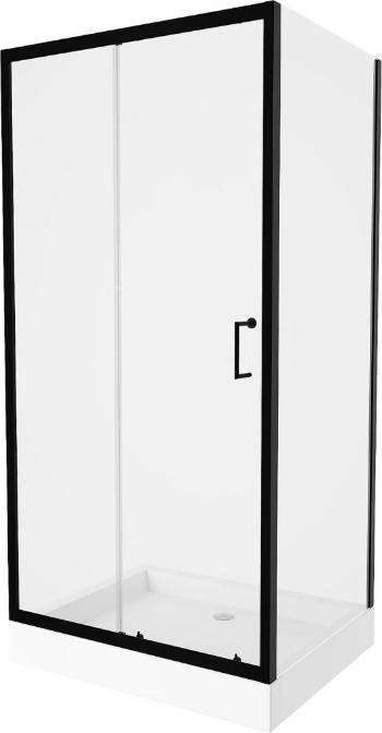 MEXEN/S Apia Sprchový kout 100x80 cm, transparent, černá + vanička Rio 840-100-080-70-00-4510