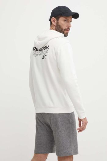 Mikina Reebok Brand Proud pánská, béžová barva, s kapucí, s potiskem, 100075311