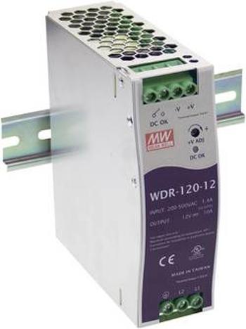 Síťový zdroj na DIN lištu Mean Well WDR-120-12, 1 x, 12 V/DC, 10 A, 120 W