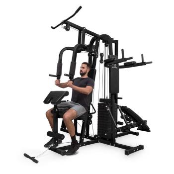KLARFIT Ultimate Gym 9000, fitness stanice, 7 stanic, do 150 kg, QR ocel, černá