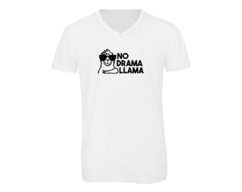 Pánské triko s výstřihem do V No drama llama