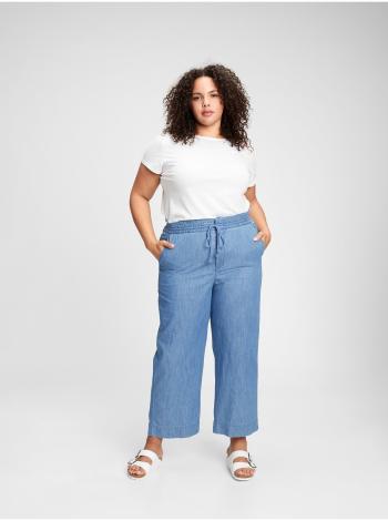 Modré dámské kalhoty GAP hr linen wide leg chambray