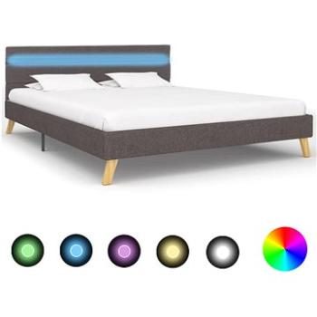 Rám postele s LED světlem světle šedý textil 160x200 cm (284850)