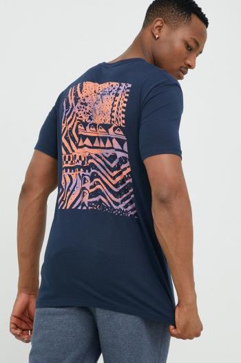 Bavlněné tričko Quiksilver tmavomodrá barva, s potiskem