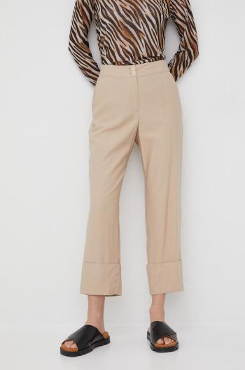 Kalhoty Pennyblack dámské, béžová barva, jednoduché, high waist