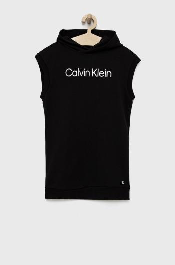 Dětské bavlněné šaty Calvin Klein Jeans černá barva, mini, jednoduchý