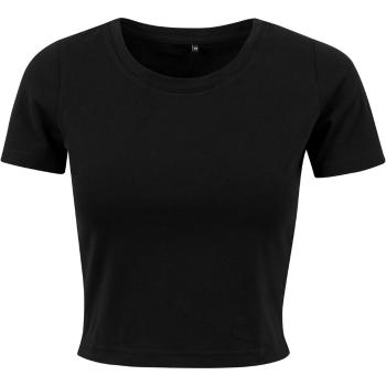 Build Your Brand Dámské crop top tričko s krátkým rukávem - Černá | XL