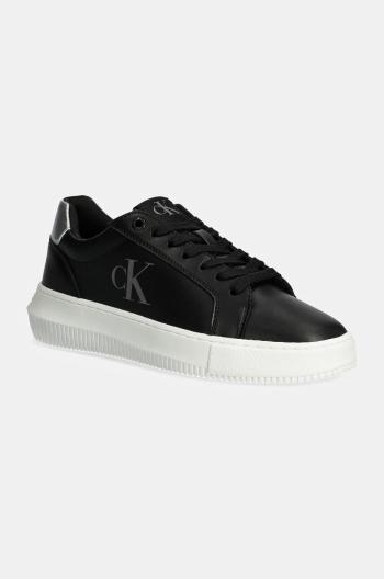 Kožené sneakers boty Calvin Klein Jeans CHUNKY CUPSOLE LACEUP LTH černá barva, YW0YW01687