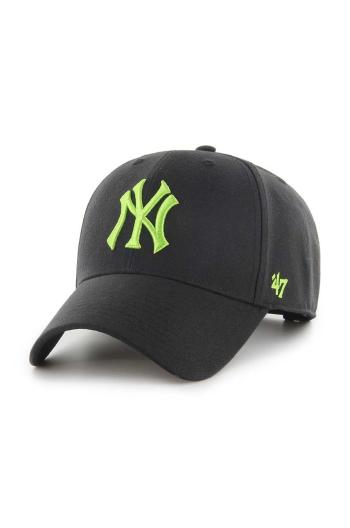 Čepice s vlněnou směsí 47 brand MLB New York Yankees černá barva, s aplikací, B-MVPSP17WBP-BKAM