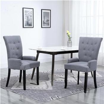Jídelní židle s područkami světle šedá textil (248460)