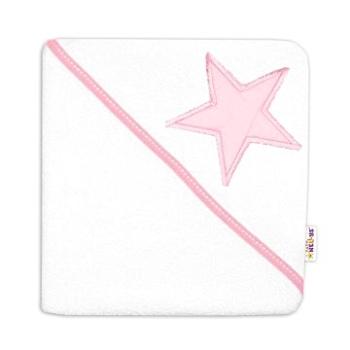 Baby Nellys Dětská termoosuška Baby Stars s kapucí, 80 x 80 cm - bílá/růžová (48991501)