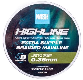 Nash splétaná šňůra highline extra supple braid green 1200 m - 0,35 mm 18,14 kg