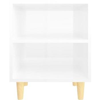 Noční stolek masivní dřevěné nohy lesklý bílý 40 x 30 x 50 cm (805791)