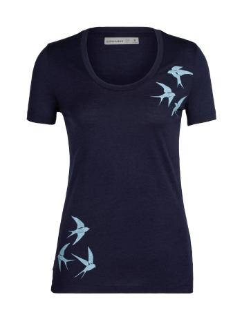 dámské merino triko krátký rukáv ICEBREAKER Wmns Tech Lite II SS Scoop Tee Shapes, Midnight Navy velikost: S