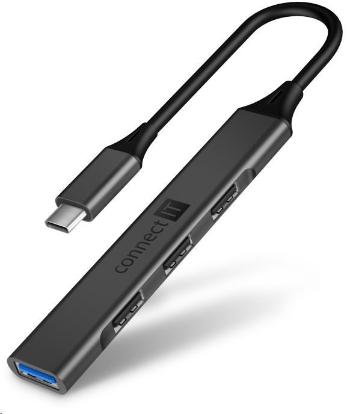 CONNECT IT USB-C hub, (1xUSB-A 3.0, 3xUSB-A 2.0), externí, antracitová