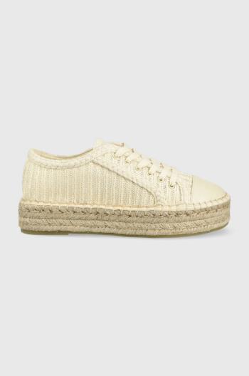 Espadrilky Armani Exchange béžová barva, na platformě