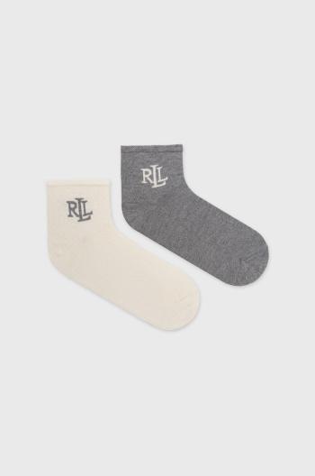 Hedvábné ponožky Lauren Ralph Lauren (2-pak) šedá barva