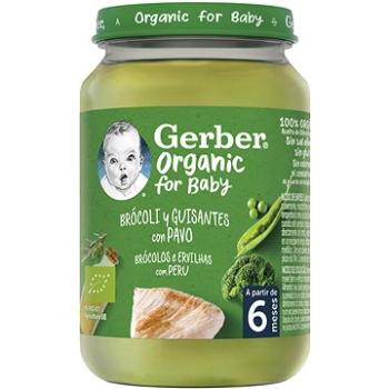 GERBER ORGANIC dětský příkrm brokolice s hráškem a krutím masem 190 g (8445290155757)