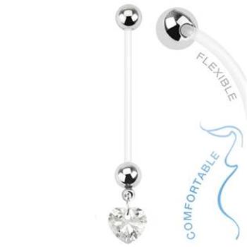 Šperky4U Těhotenský piercing do pupíku - srdíčko - WP01080-C