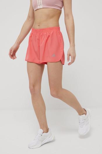 Běžecké šortky adidas Performance HH9200 dámské, růžová barva, hladké, medium waist
