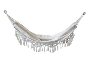 Béžová režná bavlněná hamaka se střapci Hammock - 150*245 cm 41466-19