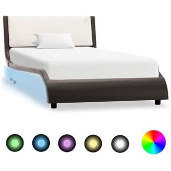 Rám postele s LED světlem šedý a bílý umělá kůže 90x200 cm (280367)