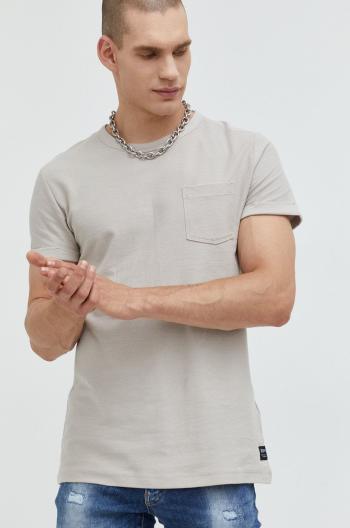 Bavlněné tričko Tom Tailor šedá barva